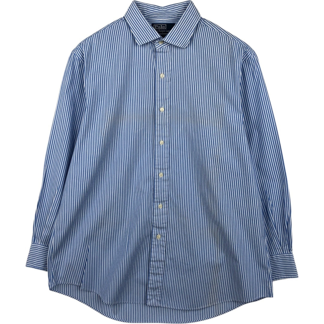 Ralph Lauren POLO by Ralph Lauren Estate Custom Fit Long Sleeve Cotton Striped Shirt, Men's XL cotton Blue type light blue Vintage Second Hand