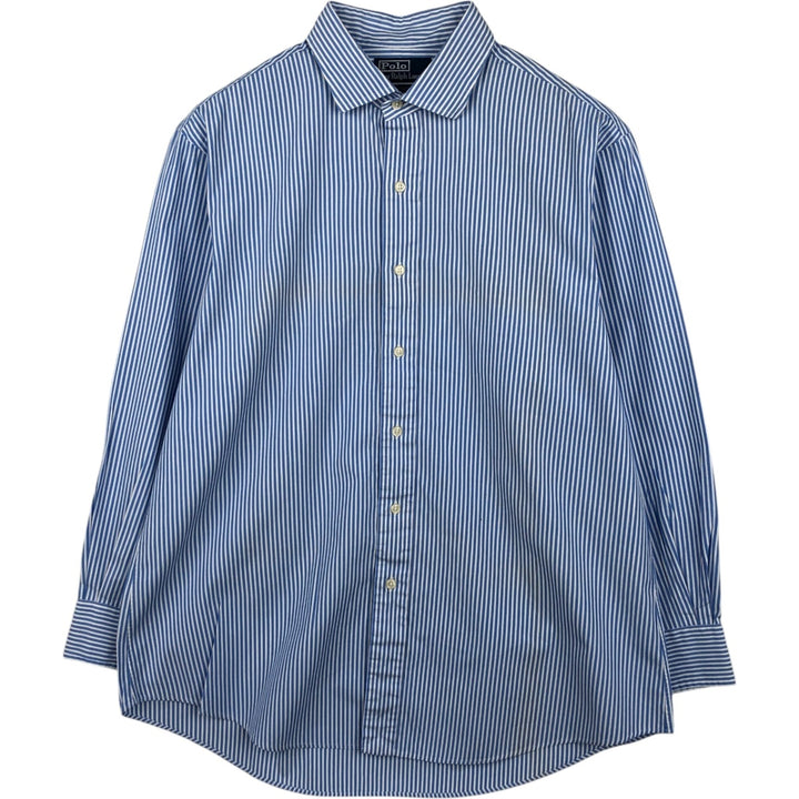 Ralph Lauren POLO by Ralph Lauren Estate Custom Fit Long Sleeve Cotton Striped Shirt, Men's XL cotton Blue type light blue Vintage Second Hand