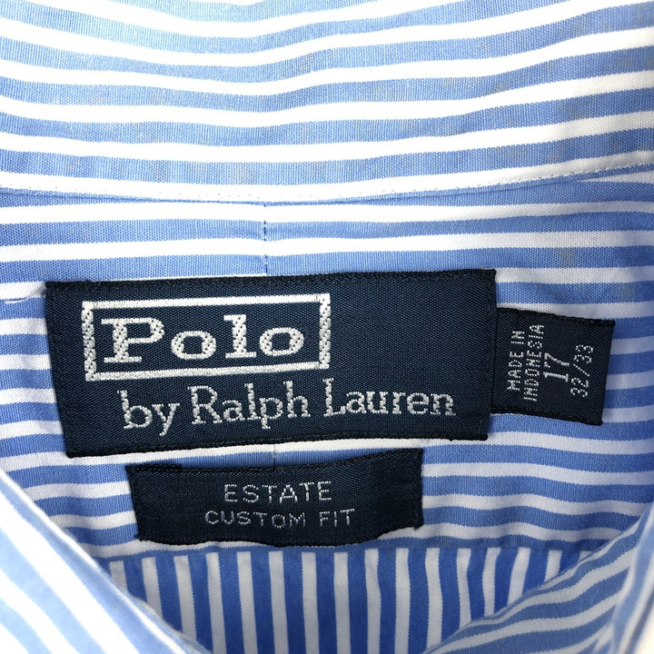 Ralph Lauren POLO by Ralph Lauren Estate Custom Fit Long Sleeve Cotton Striped Shirt, Men's XL cotton Blue type light blue Vintage Second Hand