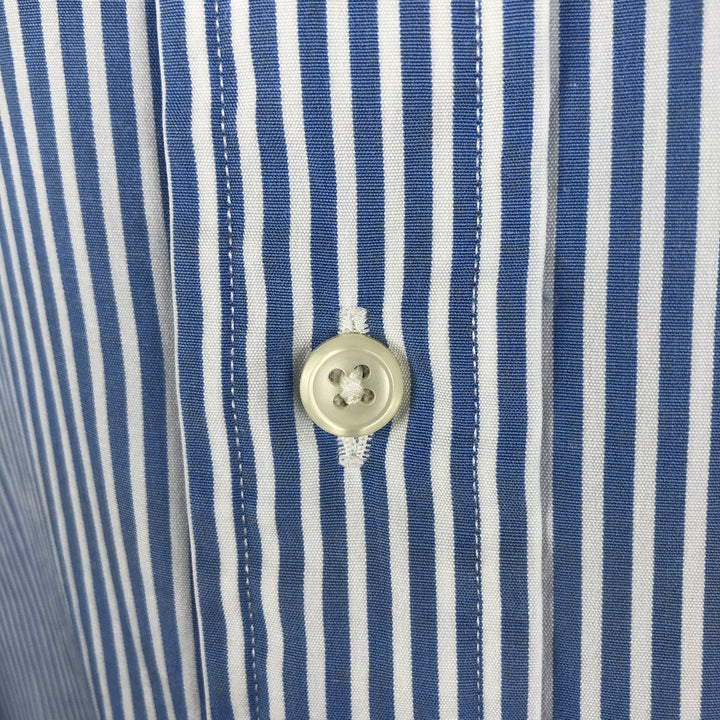 Ralph Lauren POLO by Ralph Lauren Estate Custom Fit Long Sleeve Cotton Striped Shirt, Men's XL cotton Blue type light blue Vintage Second Hand