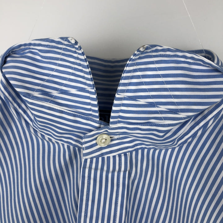 Ralph Lauren POLO by Ralph Lauren Estate Custom Fit Long Sleeve Cotton Striped Shirt, Men's XL cotton Blue type light blue Vintage Second Hand