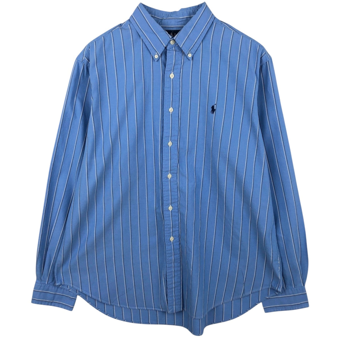 Ralph Lauren Classic Fit Multi-Stripe Long Sleeve Button-Down Striped Shirt, Men's XL cotton blue type Vintage Second Hand