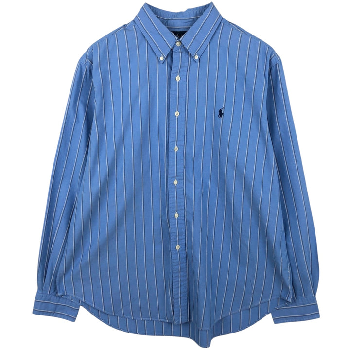 Ralph Lauren Classic Fit Multi-Stripe Long Sleeve Button-Down Striped Shirt, Men's XL cotton blue type Vintage Second Hand
