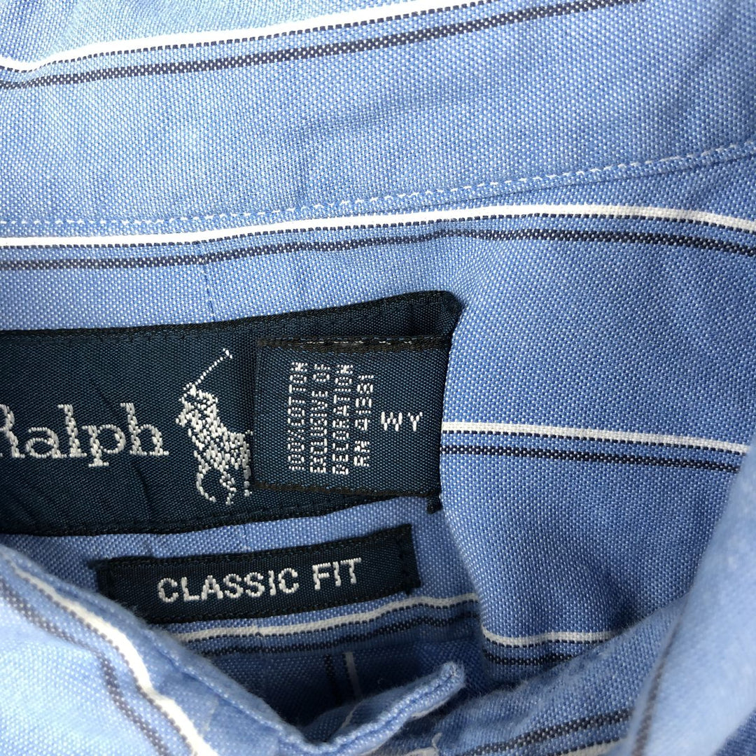 Ralph Lauren Classic Fit Multi-Stripe Long Sleeve Button-Down Striped Shirt, Men's XL cotton blue type Vintage Second Hand