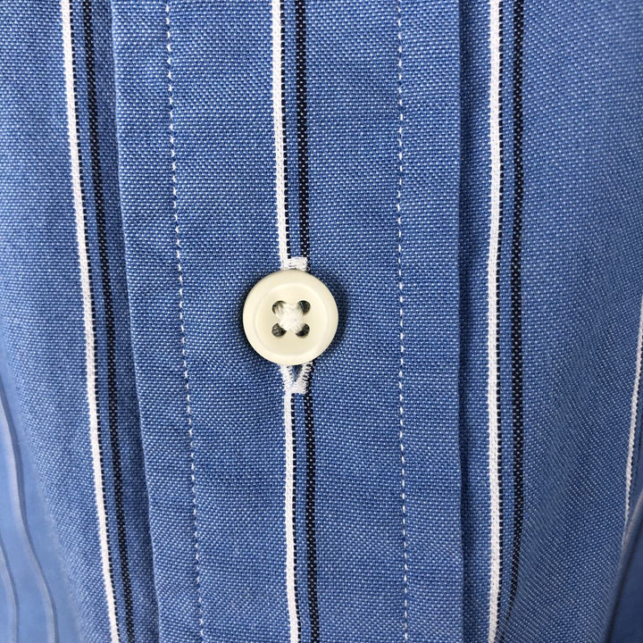 Ralph Lauren Classic Fit Multi-Stripe Long Sleeve Button-Down Striped Shirt, Men's XL cotton blue type Vintage Second Hand