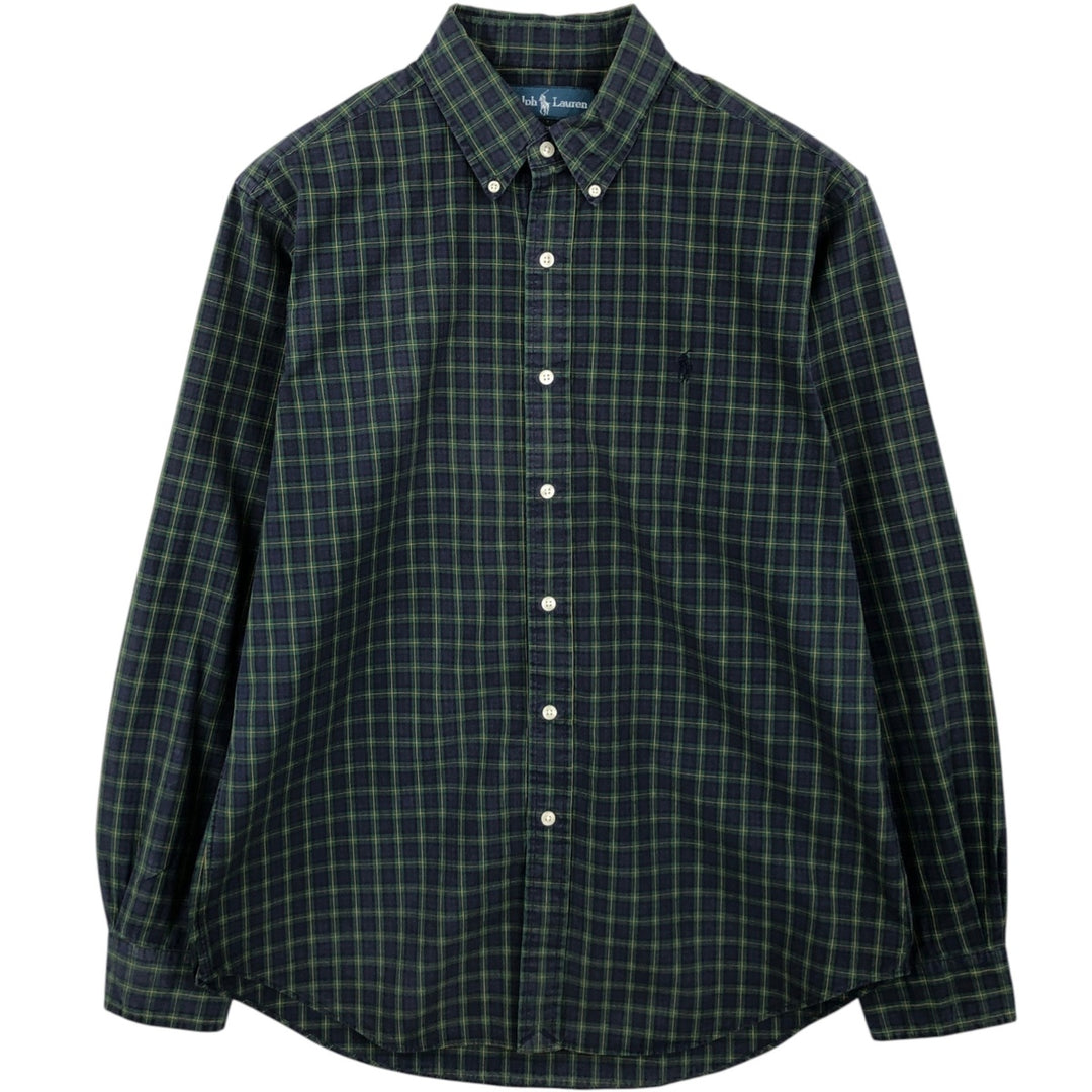 Ralph Lauren Classic Fit Long Sleeve Button Down Check Shirt, Men's Size L cotton green type Vintage Second Hand