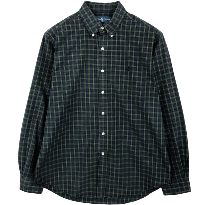 Ralph Lauren Classic Fit Long Sleeve Button Down Check Shirt, Men's Size L cotton green type Vintage Second Hand
