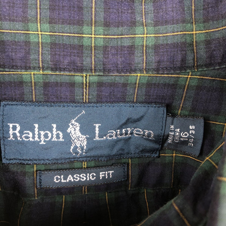 Ralph Lauren Classic Fit Long Sleeve Button Down Check Shirt, Men's Size L cotton green type Vintage Second Hand