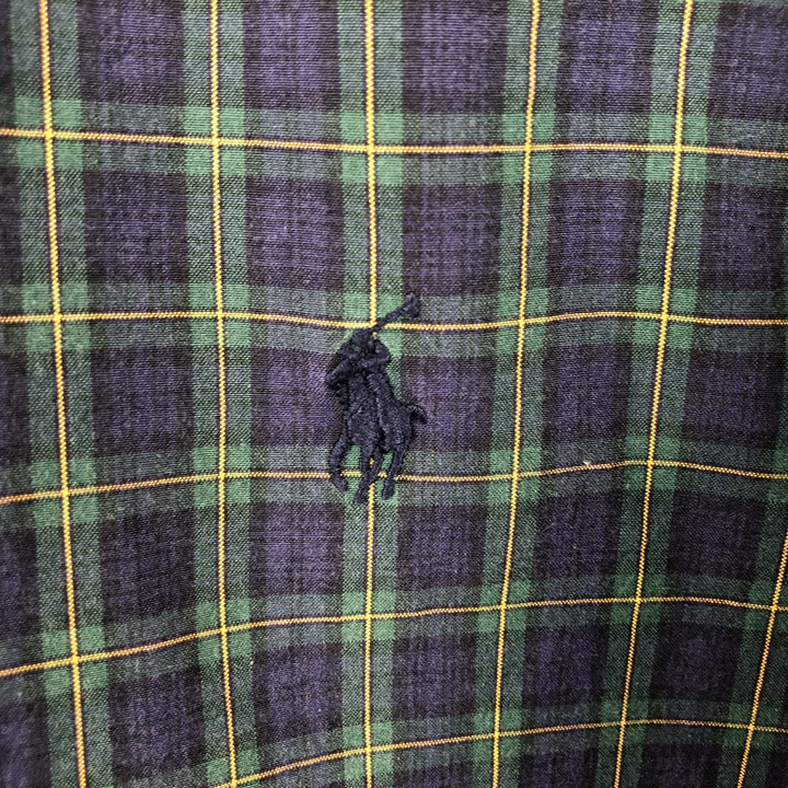 Ralph Lauren Classic Fit Long Sleeve Button Down Check Shirt, Men's Size L cotton green type Vintage Second Hand