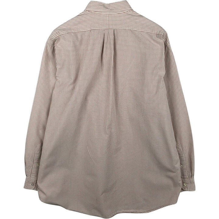 Ralph Lauren BLAKE long sleeve button down check shirt, men's XL size cotton beige type brown Vintage Second Hand