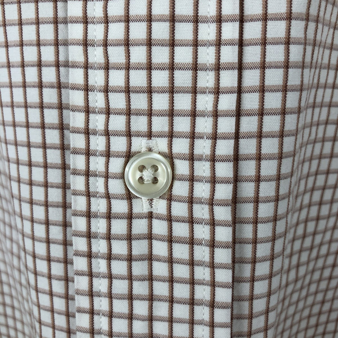 Ralph Lauren BLAKE long sleeve button down check shirt, men's XL size cotton beige type brown Vintage Second Hand