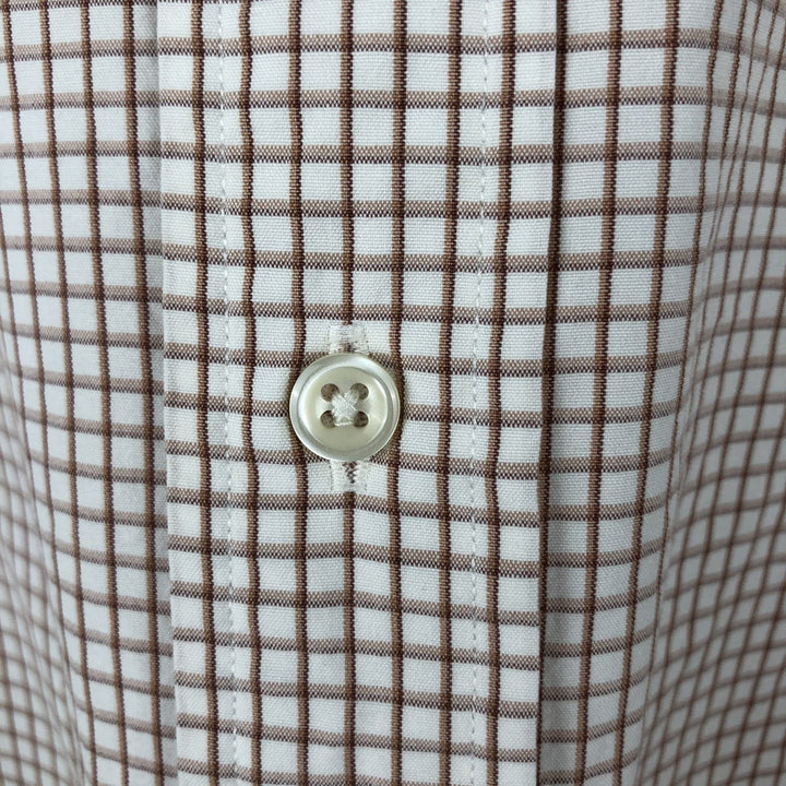 Ralph Lauren BLAKE long sleeve button down check shirt, men's XL size cotton beige type brown Vintage Second Hand