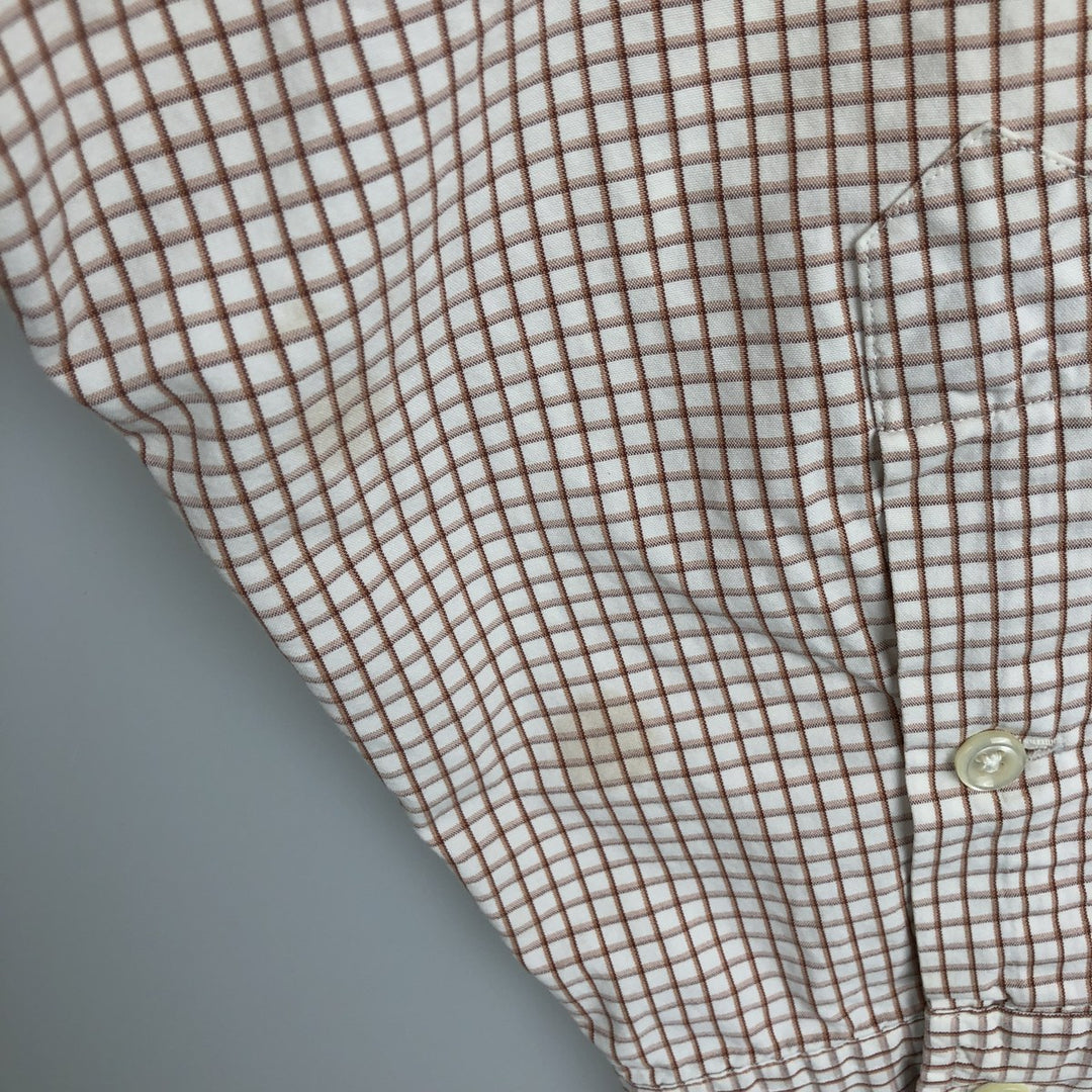 Ralph Lauren BLAKE long sleeve button down check shirt, men's XL size cotton beige type brown Vintage Second Hand