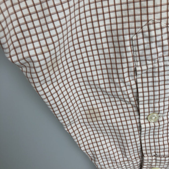 Ralph Lauren BLAKE long sleeve button down check shirt, men's XL size cotton beige type brown Vintage Second Hand
