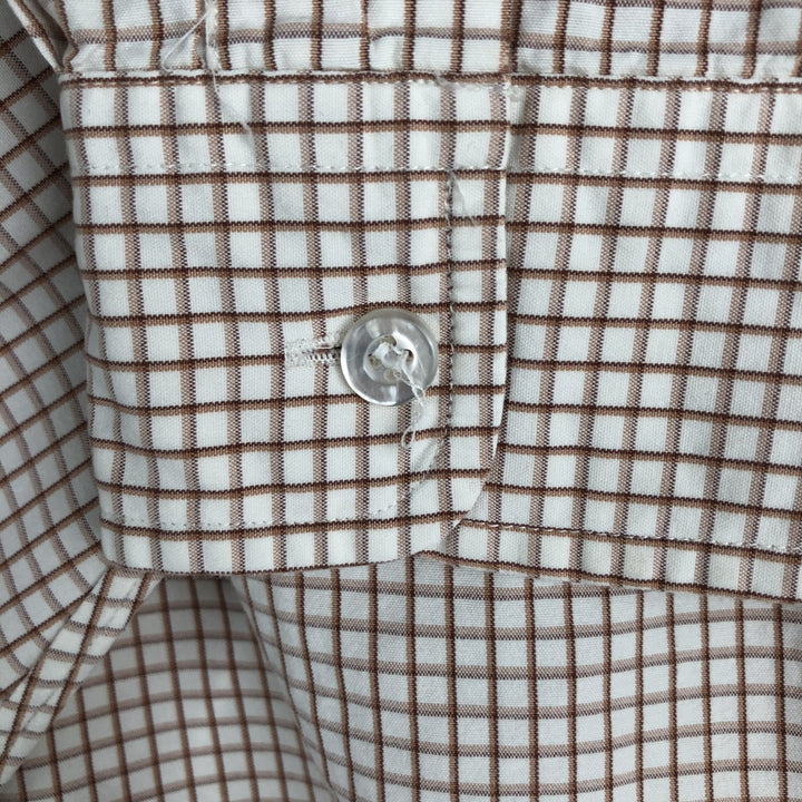 Ralph Lauren BLAKE long sleeve button down check shirt, men's XL size cotton beige type brown Vintage Second Hand