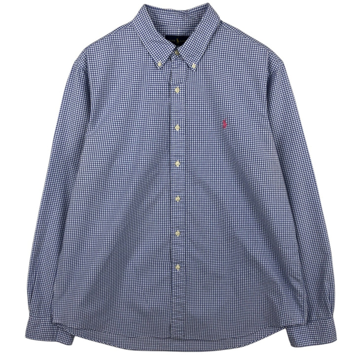 Ralph Lauren Gingham Check Long Sleeve Button-Down Check Shirt Men's XL cotton Blue type light blue Vintage Second Hand