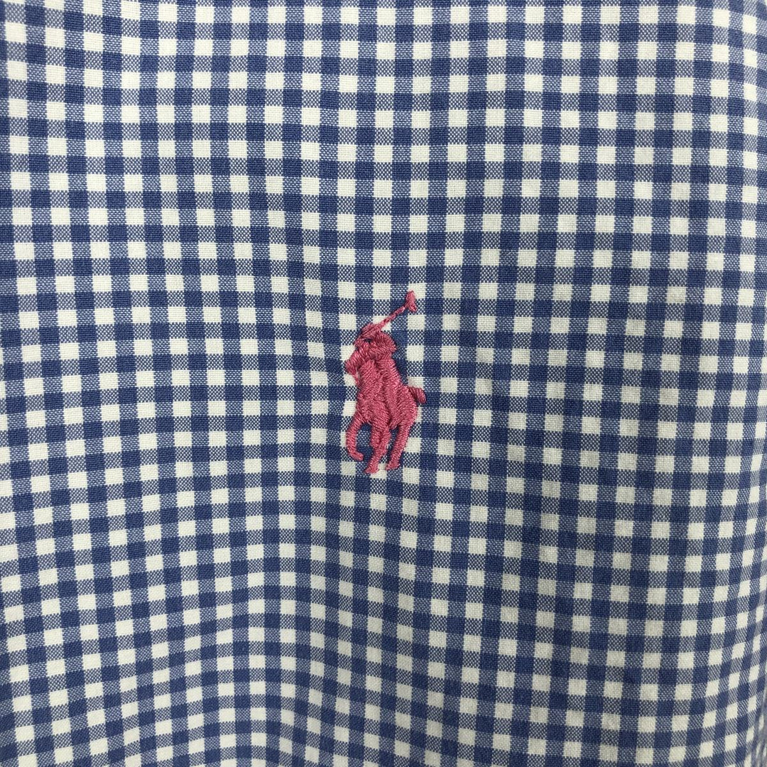 Ralph Lauren Gingham Check Long Sleeve Button-Down Check Shirt Men's XL cotton Blue type light blue Vintage Second Hand