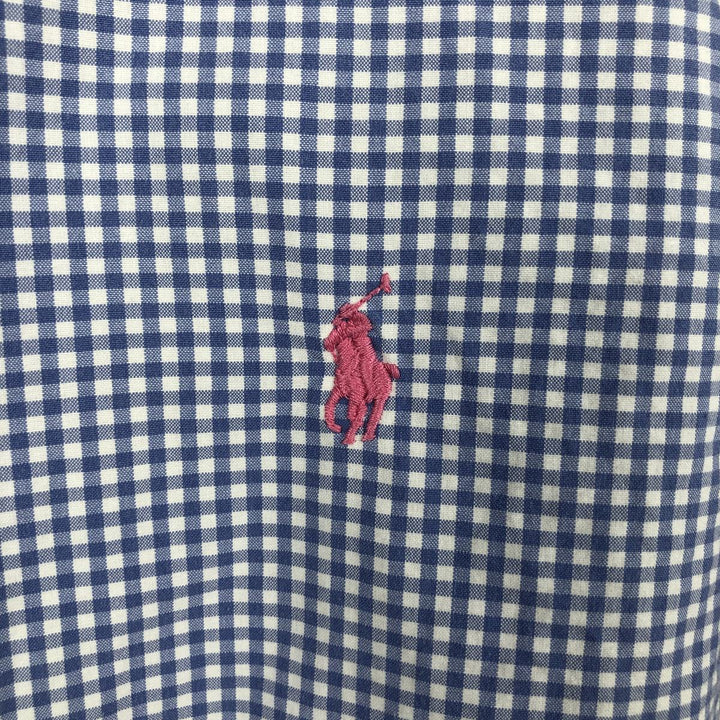 Ralph Lauren Gingham Check Long Sleeve Button-Down Check Shirt Men's XL cotton Blue type light blue Vintage Second Hand