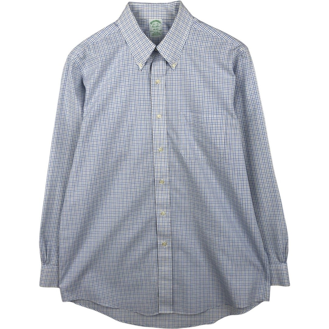 Brooks Brothers Est. 1818 Milano Long Sleeve Button-Down Check Shirt, Men's Size L Supima Cotton white type Vintage Second Hand