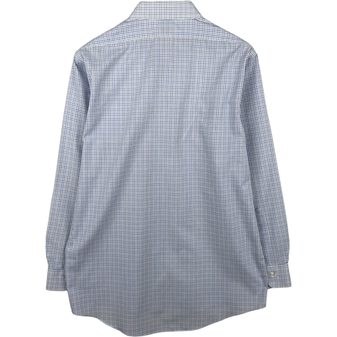 Brooks Brothers Est. 1818 Milano Long Sleeve Button-Down Check Shirt, Men's Size L Supima Cotton white type Vintage Second Hand
