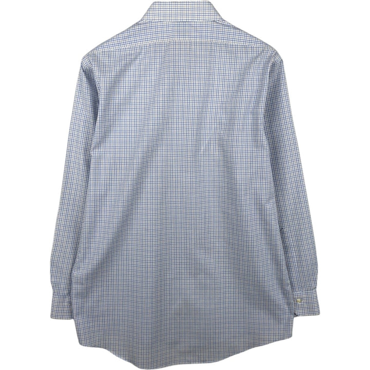Brooks Brothers Est. 1818 Milano Long Sleeve Button-Down Check Shirt, Men's Size L Supima Cotton white type Vintage Second Hand
