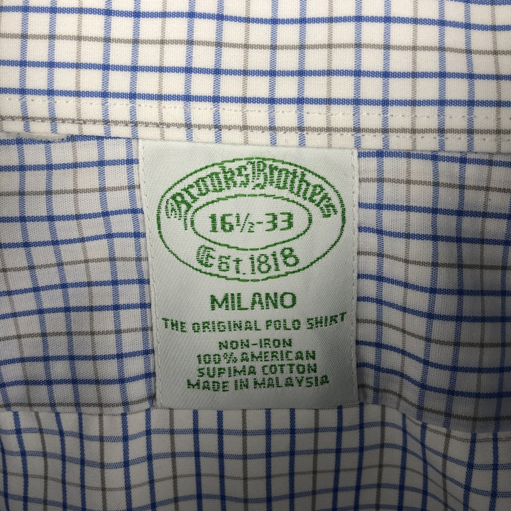 Brooks Brothers Est. 1818 Milano Long Sleeve Button-Down Check Shirt, Men's Size L Supima Cotton white type Vintage Second Hand
