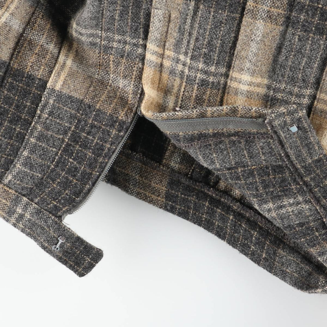 1980'S EVAN-PICONE Check Pattern Wool Half-Length Pleated Skirt, Made in USA, Women's Size M (approx.), Vintage wool brown type Vintage Second Hand