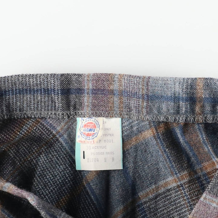 Check Pattern Half-Length Flared Skirt, Made in USA, Women's Size S (Equivalent), Vintage polyester gray type Vintage Second Hand