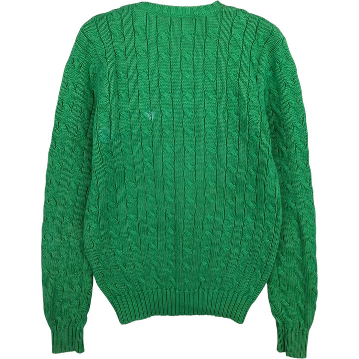 Ralph Lauren RALPH LAUREN SPORT Cable Knit V-Neck Cotton Knit Sweater, Women's Size Small cotton green type Vintage Second Hand
