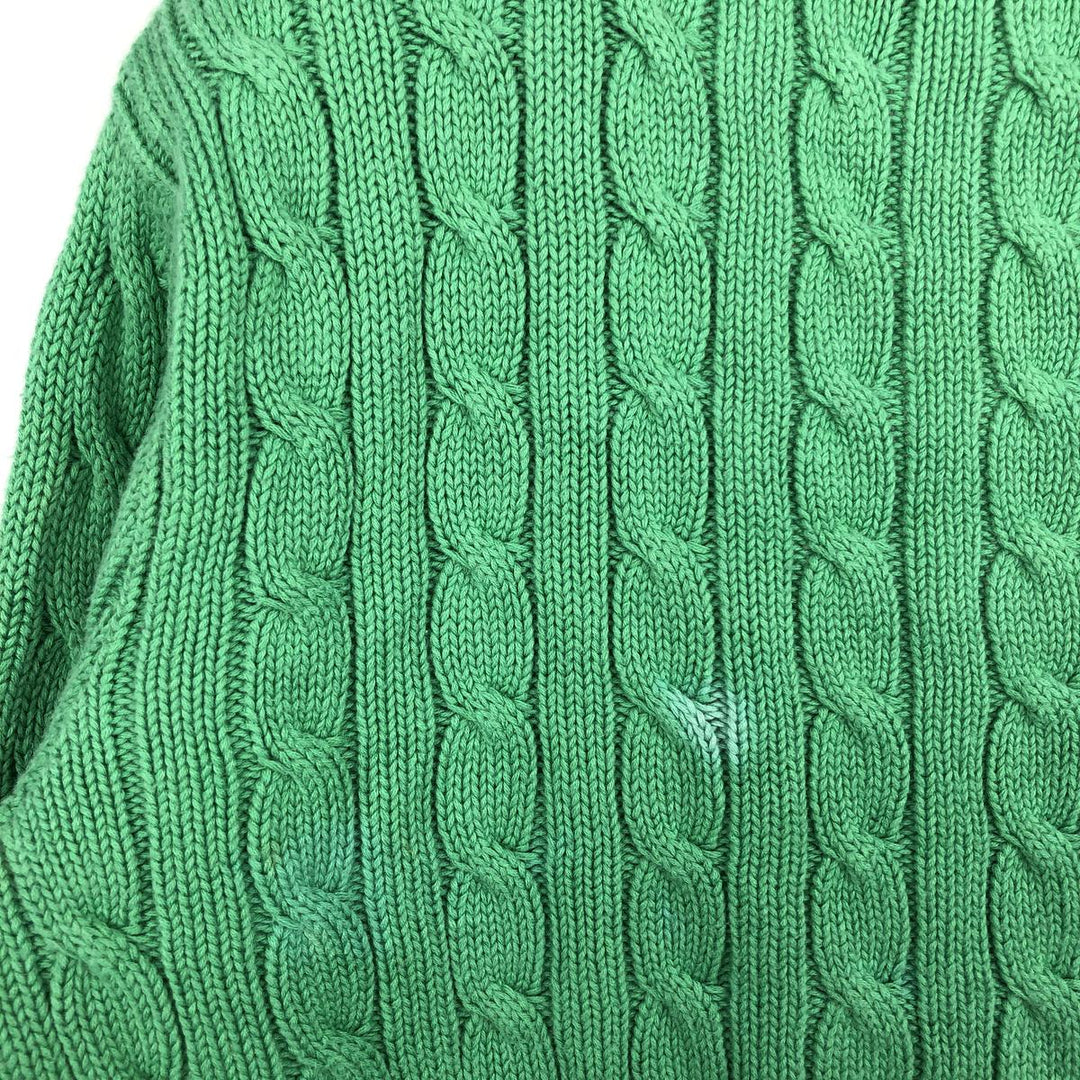 Ralph Lauren RALPH LAUREN SPORT Cable Knit V-Neck Cotton Knit Sweater, Women's Size Small cotton green type Vintage Second Hand