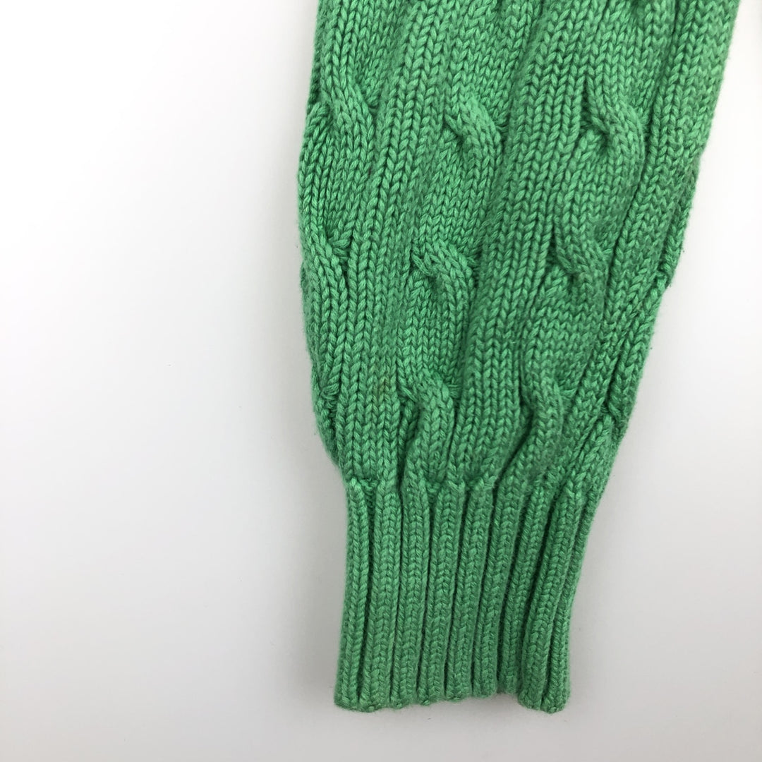 Ralph Lauren RALPH LAUREN SPORT Cable Knit V-Neck Cotton Knit Sweater, Women's Size Small cotton green type Vintage Second Hand