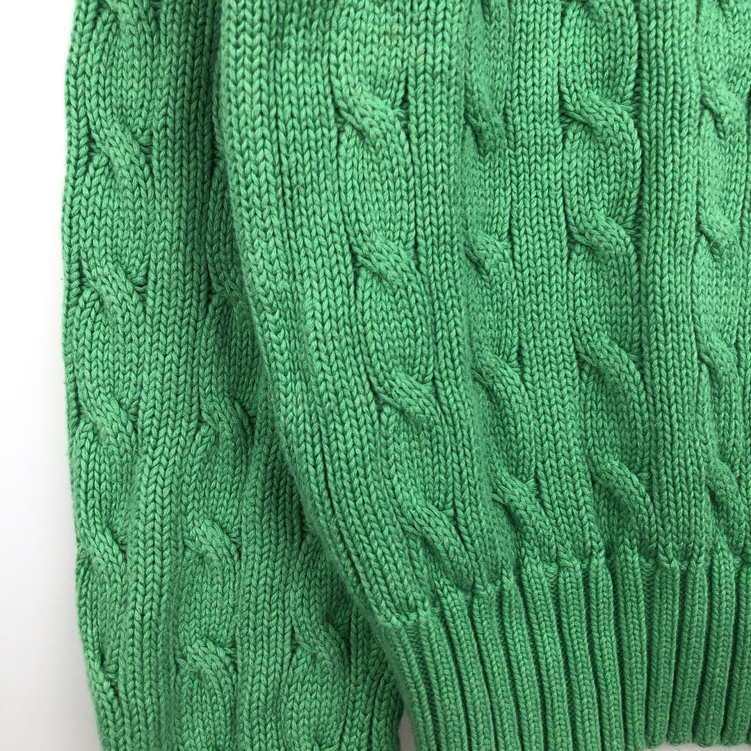 Ralph Lauren RALPH LAUREN SPORT Cable Knit V-Neck Cotton Knit Sweater, Women's Size Small cotton green type Vintage Second Hand