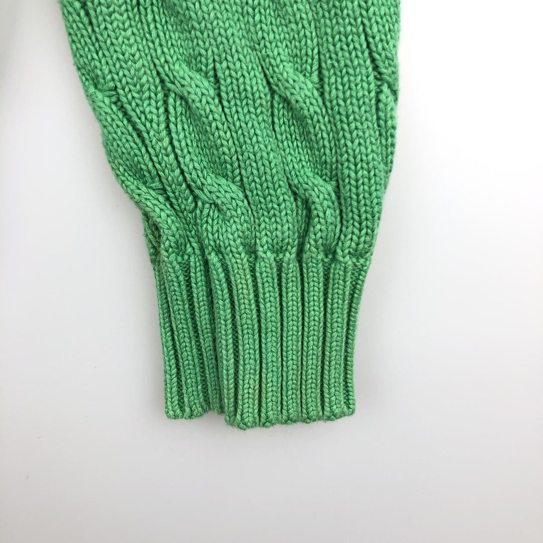 Ralph Lauren RALPH LAUREN SPORT Cable Knit V-Neck Cotton Knit Sweater, Women's Size Small cotton green type Vintage Second Hand