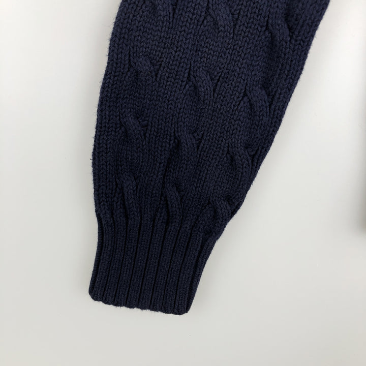 Ralph Lauren RALPH LAUREN SPORT Cable knit V-neck cotton knit sweater Women's M size cotton navy blue type Vintage Second Hand