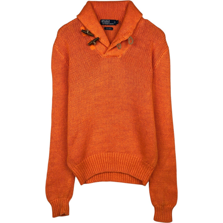 Ralph Lauren POLO by Ralph Lauren Shawl Collar Linen x Cotton Knit Half-Button Sweater, Men's Size S (approx.) linen orange type Vintage Second Hand