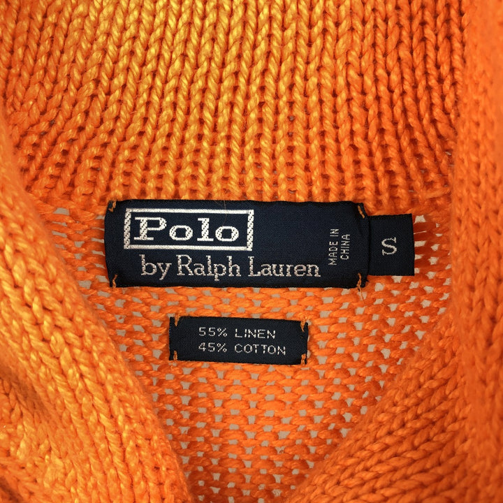 Ralph Lauren POLO by Ralph Lauren Shawl Collar Linen x Cotton Knit Half-Button Sweater, Men's Size S (approx.) linen orange type Vintage Second Hand