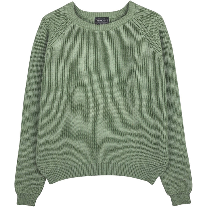 1990'S Lands' End cotton knit sweater, women's size L equivalent, vintage. cotton Mint green Vintage Second Hand