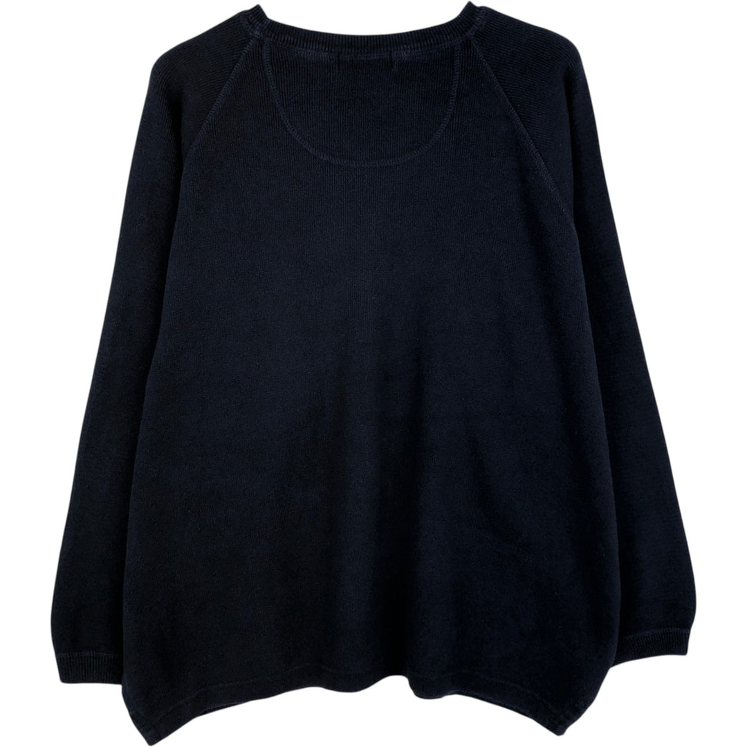 Eddie Bauer ribbed cotton knit sweater, made in the USA, women's size XL (approx.) cotton navy blue type Vintage Second Hand