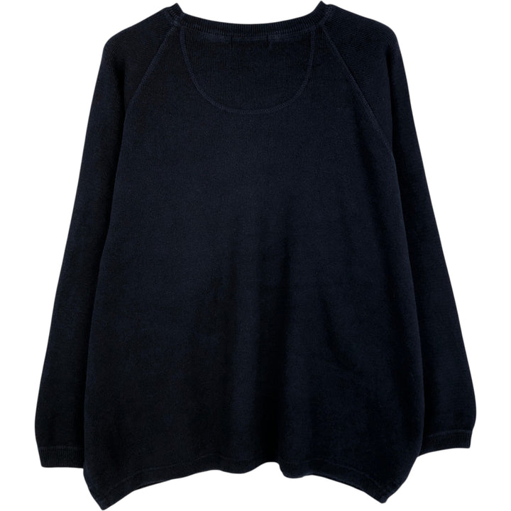 Eddie Bauer ribbed cotton knit sweater, made in the USA, women's size XL (approx.) cotton navy blue type Vintage Second Hand