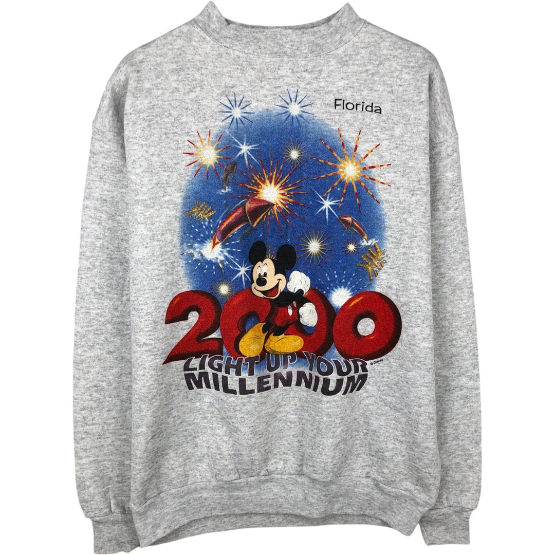 2000'S TULTEX MICKEY MOUSE character sweatshirt, men's size M (approx.) cotton gray type Vintage Second Hand
