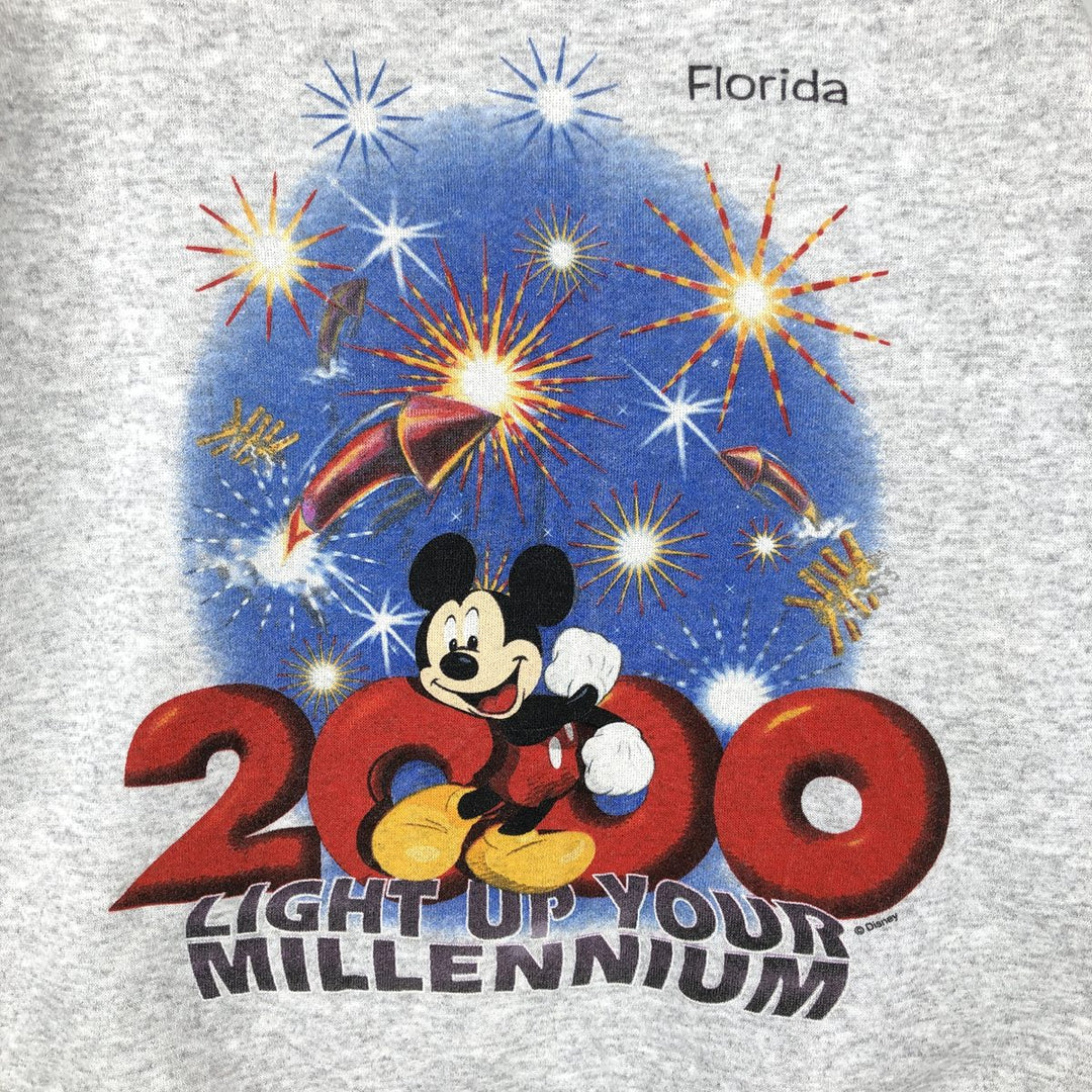 2000'S TULTEX MICKEY MOUSE character sweatshirt, men's size M (approx.) cotton gray type Vintage Second Hand