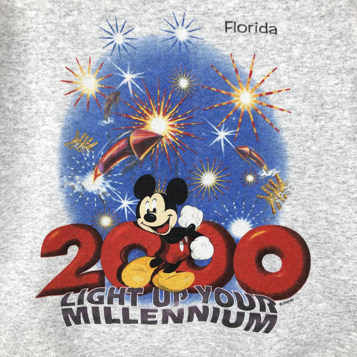 2000'S TULTEX MICKEY MOUSE character sweatshirt, men's size M (approx.) cotton gray type Vintage Second Hand