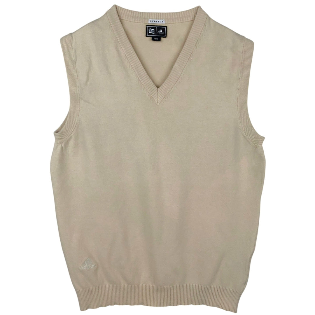 2000'S Adidas Golf V-neck Cotton Knit Vest, Men's Size M (approx.) cotton Beige type Vintage Second Hand
