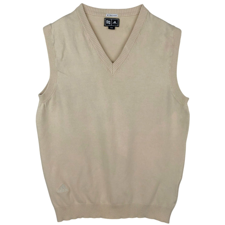 2000'S Adidas Golf V-neck Cotton Knit Vest, Men's Size M (approx.) cotton Beige type Vintage Second Hand