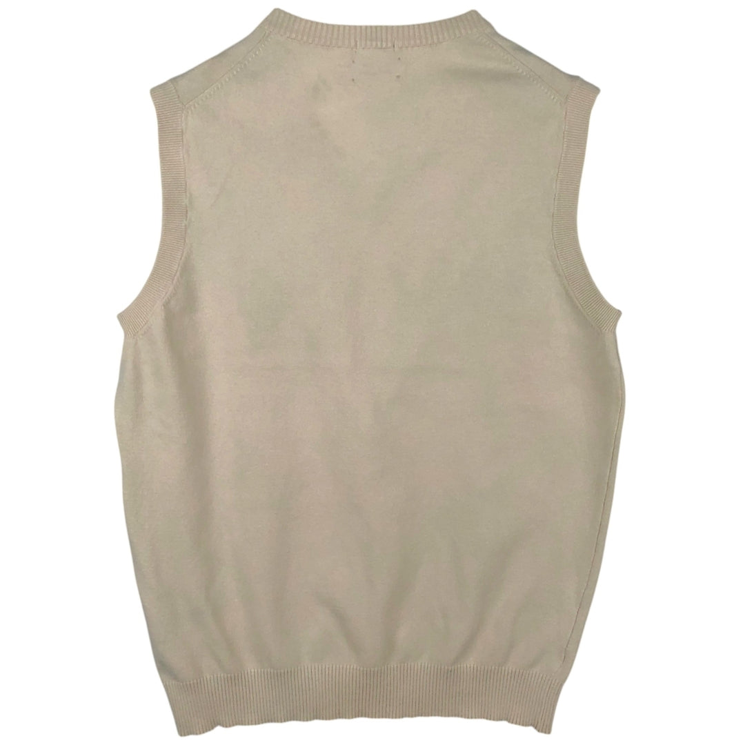 2000'S Adidas Golf V-neck Cotton Knit Vest, Men's Size M (approx.) cotton Beige type Vintage Second Hand