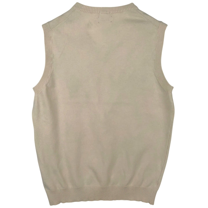 2000'S Adidas Golf V-neck Cotton Knit Vest, Men's Size M (approx.) cotton Beige type Vintage Second Hand