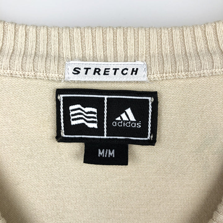 2000'S Adidas Golf V-neck Cotton Knit Vest, Men's Size M (approx.) cotton Beige type Vintage Second Hand