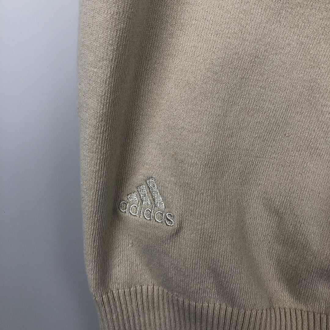 2000'S Adidas Golf V-neck Cotton Knit Vest, Men's Size M (approx.) cotton Beige type Vintage Second Hand