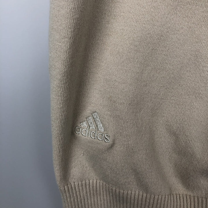 2000'S Adidas Golf V-neck Cotton Knit Vest, Men's Size M (approx.) cotton Beige type Vintage Second Hand