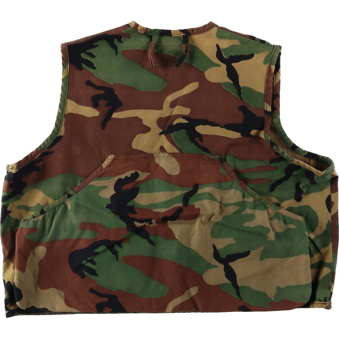 1970'S CALIBER Camouflage Pattern Woodland Camo Hunting Vest, Men's Size M (Equivalent), Vintage cotton Khaki type Vintage Second Hand